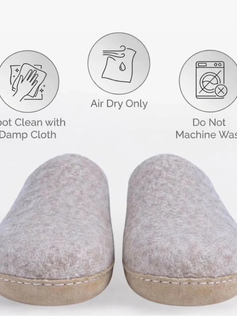 Houssimple wooI indoor Slippers Natural Organic Wool, Genuine Leather Sole